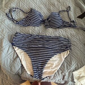 Melissa Odabash Navy and White Striped Bikini